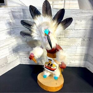 Native American Navajo Kachina Doll CHIEF Handmade Signed 17”‎ Tall